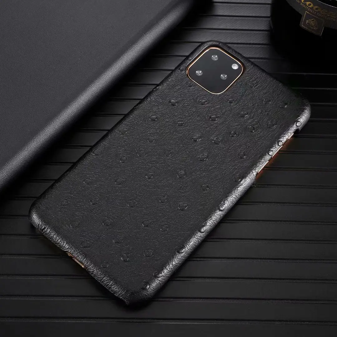 Роскошный чехол для телефона из натуральной кожи для Apple iPhone 11 Pro Max Cow Hide кожаный чехол Модный страусиный узор
