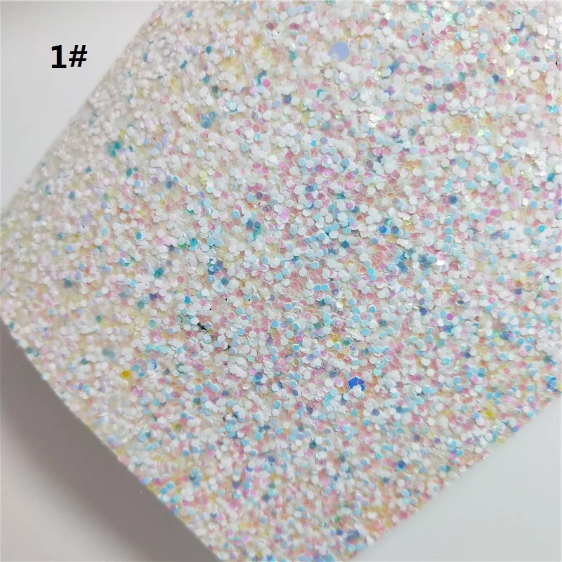 Mini Roll 30x134CM WHITE Glitter Fabirc, Chunky Glitter Leather, Glitter Leather Roll For Making Bows LEOsyntheticoDIY SK051 - Цвет: 1