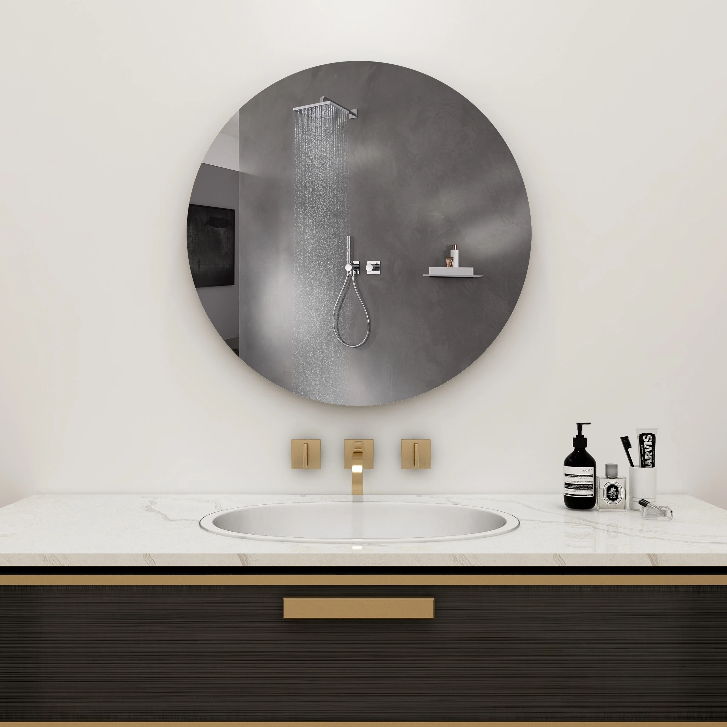 Byecold 450W Infrared Mirror Heater Round Bathroom Vanity Mirror Electric  Wall-Mounted Heating Panel - AliExpress