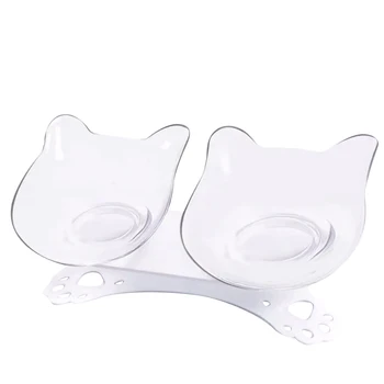 

For Cat Dog Portable Neck Protection Feeding Watering Food Feeder Raised Dish PC Double Pet Bowl Leak Proof Elevated Stand