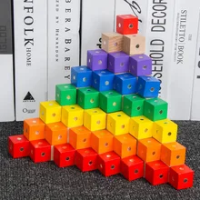 Jeu de combinaison éducatif pour enfants, 10 Cubes de 2.5cm, blocs en bois colorés respectueux de l'environnement, petits Cubes magnétiques Montessori