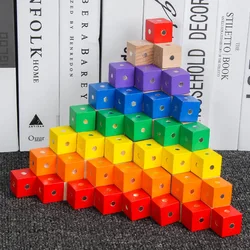 10 2.5cm cubos crianças jogo combinação educacional eco friendly colorido blocos de madeira pequenos cubos magnéticos montessori