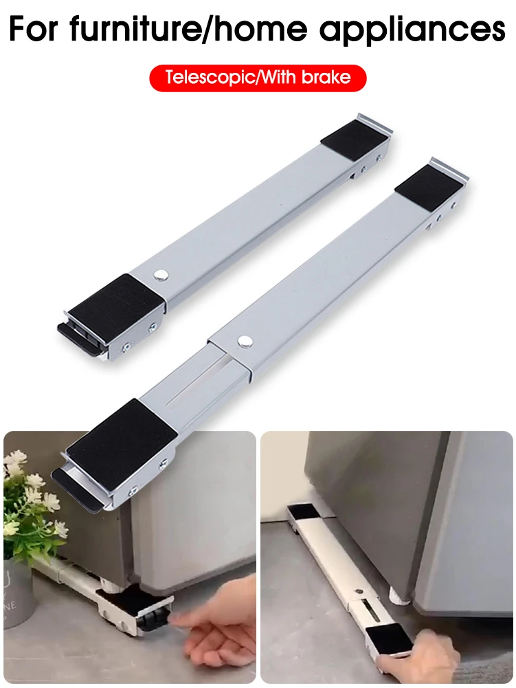 1pair Heavy Duty Telescopic Appliance Roller Washing Machine Refridgerator Freezer Mover Wheel 300kg Load With Brake Brackets Aliexpress