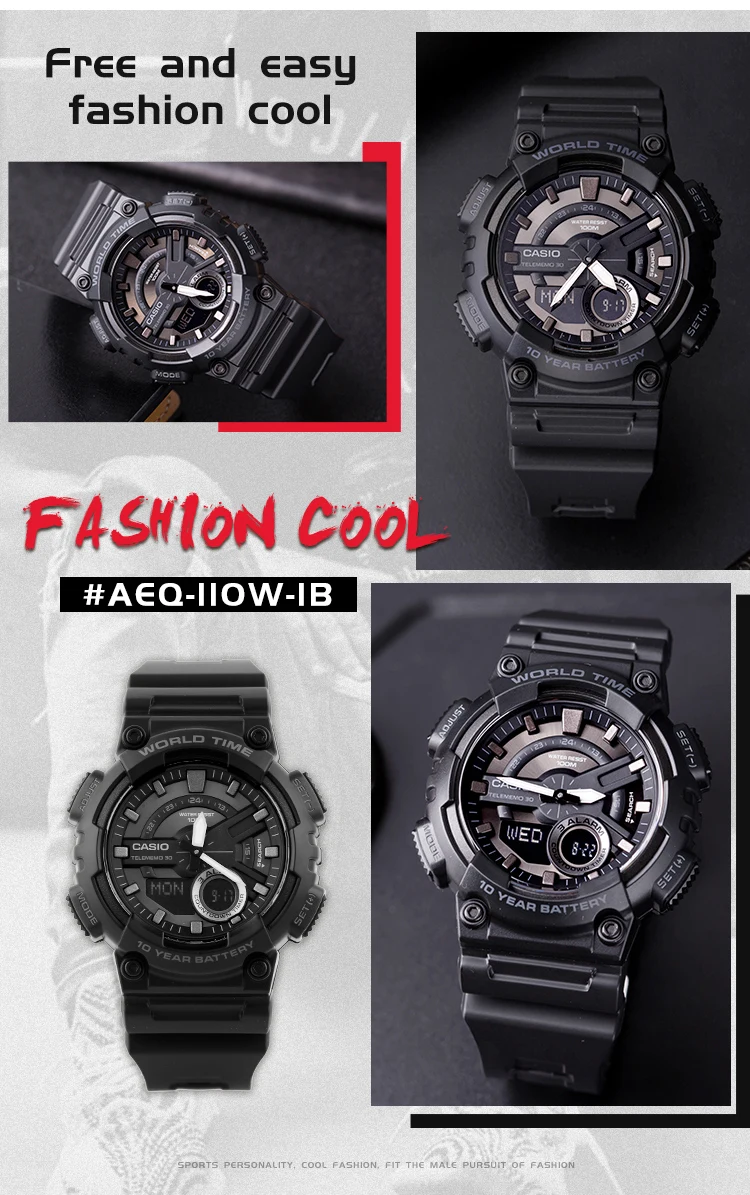 Casio Часы мужские повседневные студенческие спортивные часы AEQ-110BW-9A