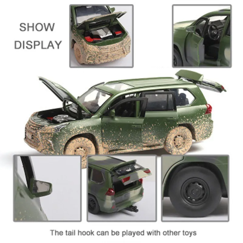 1/32 Lexus LX570 литая под давлением модель автомобиля камуфляж внедорожник специальное издание Металл мутный Металл Авто 6 открываются двери