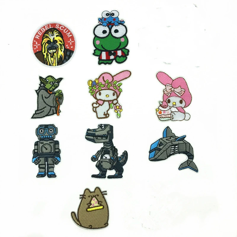 Chien Chat Animal Souris Dessin Anime Robot Patchs Brodes Fer Sur Pour Vetements Bricolage Rayures Applique Badge Autocollants Sac A Dos Veste Aliexpress