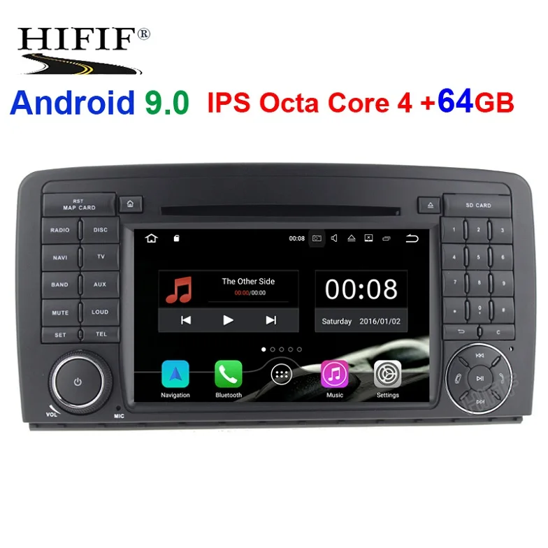 Ips 2 Din Авто Радио Android 9,0 для Mercedes/Benz/AMG R класс W251 R300 R350 R63 Автомобильный мультимедийный видео dvd-плеер gps DVR FM - Цвет: PX5 4GB  64GB