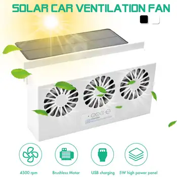 

3 Fans Solar Powered Car Cooler Front/Rear Window Radiator Exhaust Fan Auto Air Vent Fan Ventilation Radiator Cooling System