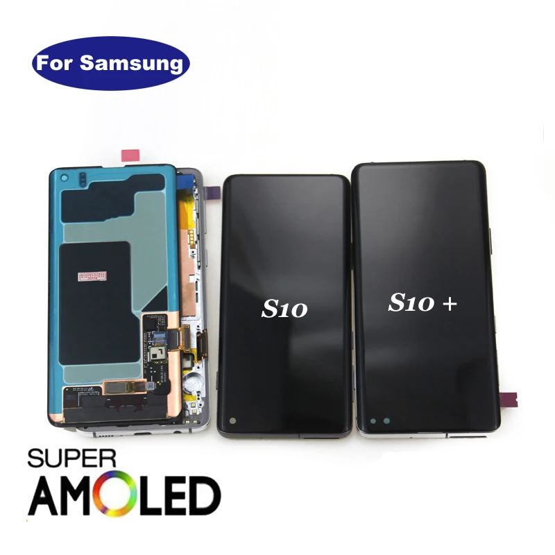 Super Amoled для SAMSUNG Galaxy S10 G973F G973FD дисплей S10+ Plus G975F G975FD+ кодирующий преобразователь сенсорного экрана в сборе