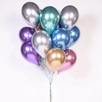 

10PCS/set Bouquet Decor Cocktail Evening Wedding Chrome Balloons 12" Metallic Thickening Double Birthday Party Supplies