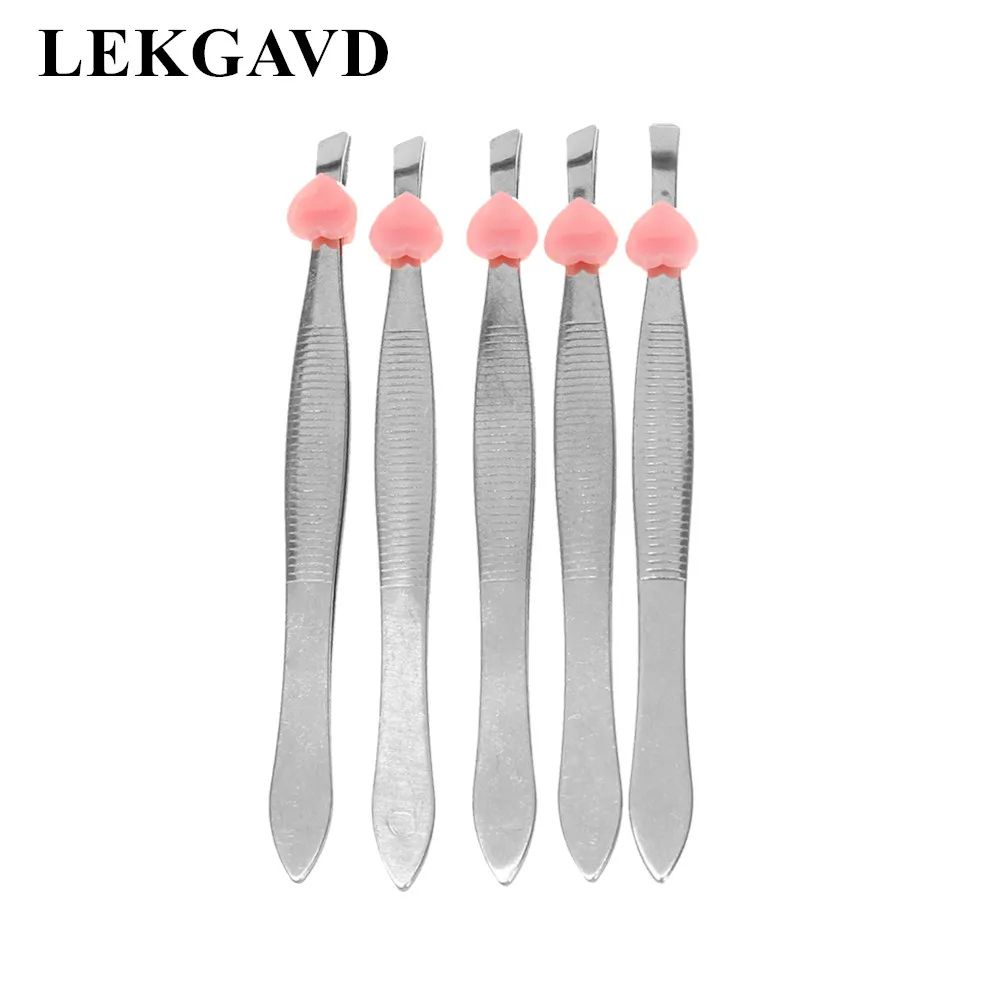 5 PCS /set Profession Stainless Steel Tips Eyebrow Tweezer Hair Remover Clip Tweezers Nipper Tools LEKGAVD Silver 8.7cm | Красота и