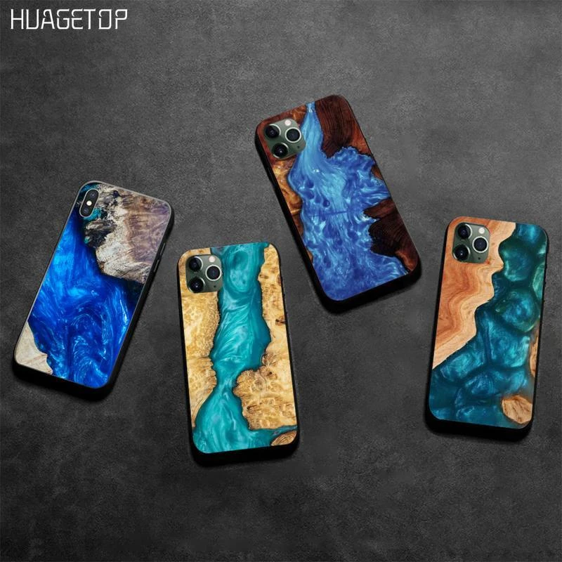 Resin WOOD Marble colorful Soft Phone Case Cover for iphone 12 pro max 11 pro XS MAX 8 7 6 6S Plus X 5S SE 2020 XR iphone 6 cardholder cases