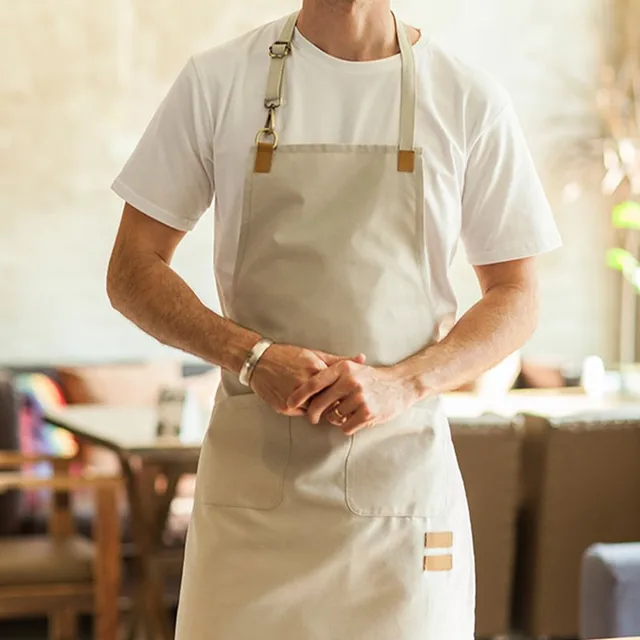 블랙 브라운 폴리에스터 면 턱받이 앞치마
