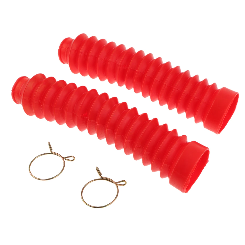 Front Fork Motorcycle Dust Cover Gaiters Boots Red Shock Absorber (210x42x25mm)