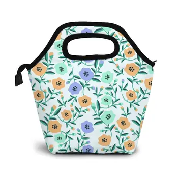 

Seamless Floral Pattern5 Lunch Bag Boxes Bags Portable Insulated Picnic Food Box for Women Men