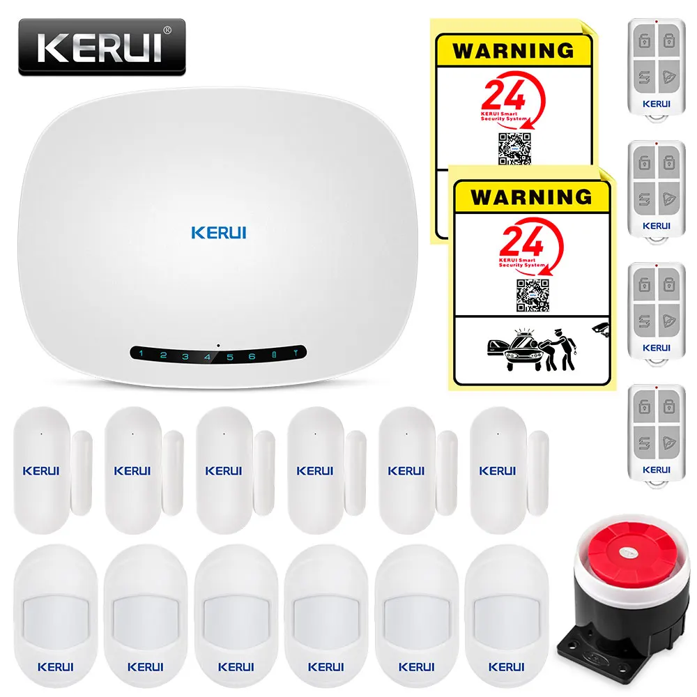 

KERUI W19 Wireless Android IOS APP Remote Control Home Security Alarm System GSM Warehouse Burglar Alarm Kits WIth Mini Sensor