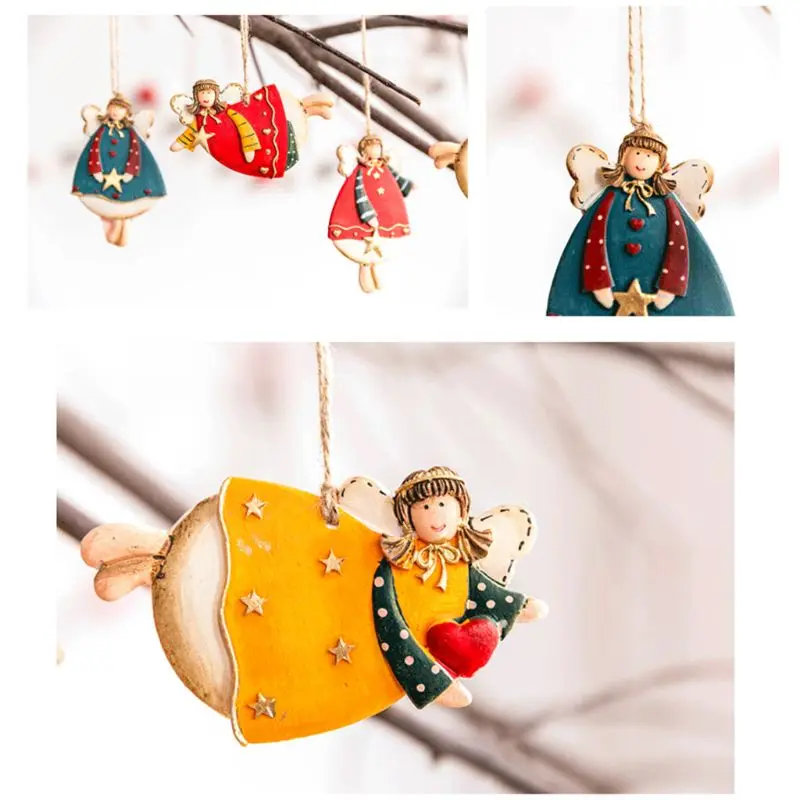 

4pcs/set Merry Christmas Hanging Decorations Xmas Tree Pendant Resin Crafts Angel Party Ornaments