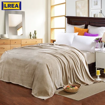 

LREA плед coral Fleece Blanket Hot sale Pure color solid super warm soft throw winter on Sofa Bed Plane Travel bedspreads sheets