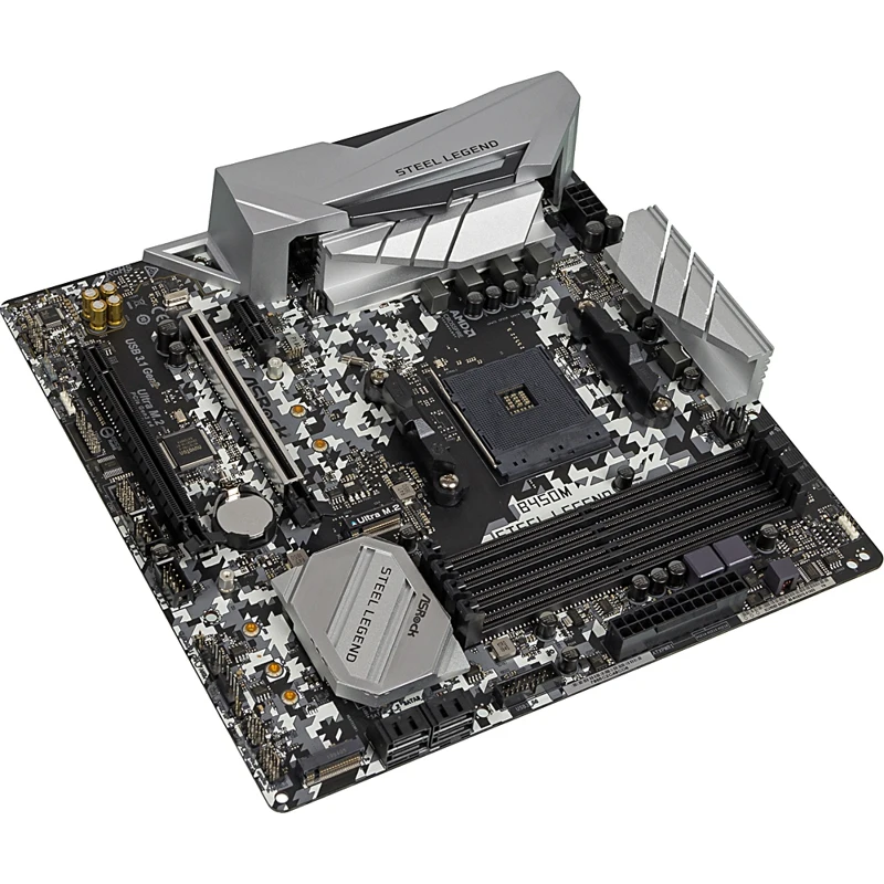 Материнская плата Asrock B450M STEEL LEGEND Soc-AM4 AMD B450 4xDDR4 mATX AC`97 8ch(7.1) GbLAN RAID+H