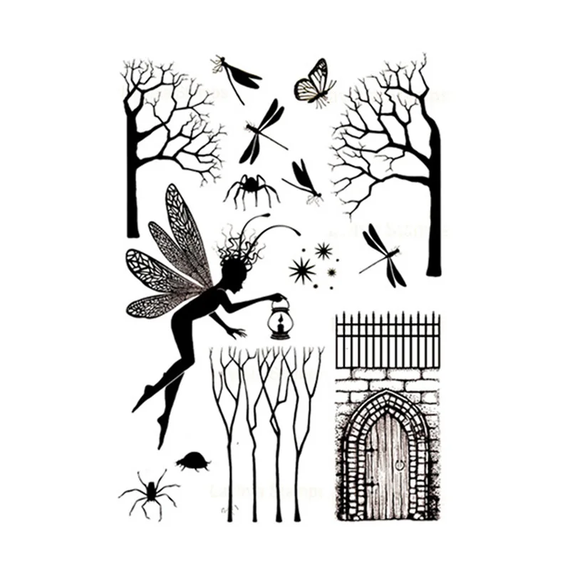 

fairy butterfly Transparent Stamps Silicone Clear Stamp for Scrapbooking Making Photo Album DIY Crafts Decor Rubber Stamp Sheet