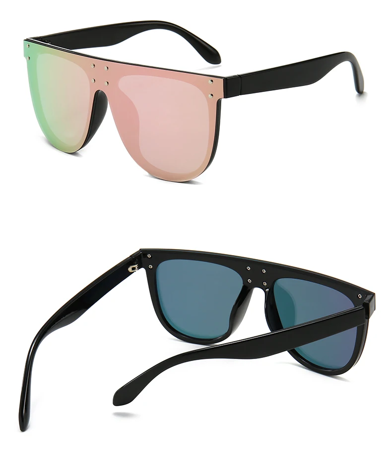 Новые модные уникальные зеркальные Квадратные Солнцезащитные очки для женщин и мужчин, брендовые дизайнерские негабаритные Светоотражающие розовые очки, женские очки UV400