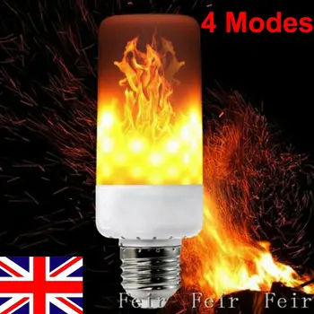 

4 Mode E27/26 LED Light Flicker Flame Lamp Bulb Fire Effect Decor Gravity.Sensor
