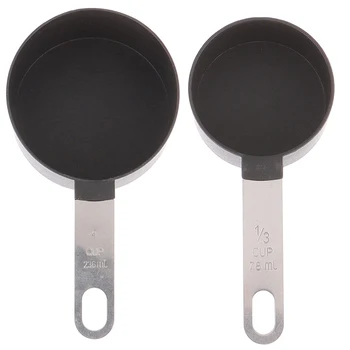 

4Pcs Measuring Cups Measuring Spoons Set Stainless Steel Measuring Cup Spoon Kitchen Measuring Tools Black/White(random)