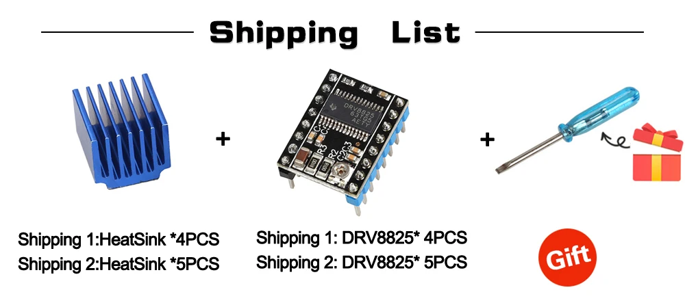 drv8825 45pcs SHIPPING LIST