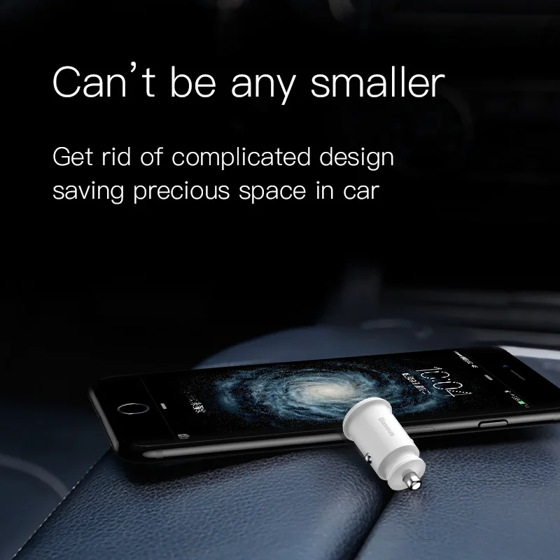 Baseus Mini Dual USB Автомобильное зарядное устройство 5 В 3.1A Быстрая зарядка 2 порта USB телефон автомобильное зарядное устройство адаптер для мобильного телефона планшета автомобильное зарядное устройство
