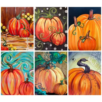 

Huacan Diamond Painting Pumpkin Full Square New Arrival Mosaic Picture Of Rhinestones Halloween Home Decor Handmade Gift