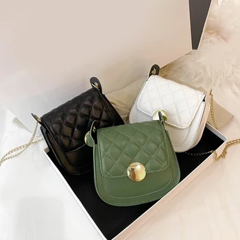 

Fashion Women Semicircle Crossbody Satchel Bag Lattice Pattern PU Leather Female Simple Shoulder Messenger Pouch