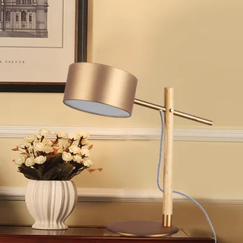 

Nordic simple metal drum cover bedroom bedside table lamp fashion personality designer living room study warm desk lamp