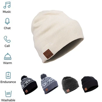 

Wireless Bluetooth 4.2 Music cap Unisex Bluetooth Hat Rechargeable Beanie hat for Skiing Hiking Camping CyclingMusic cap