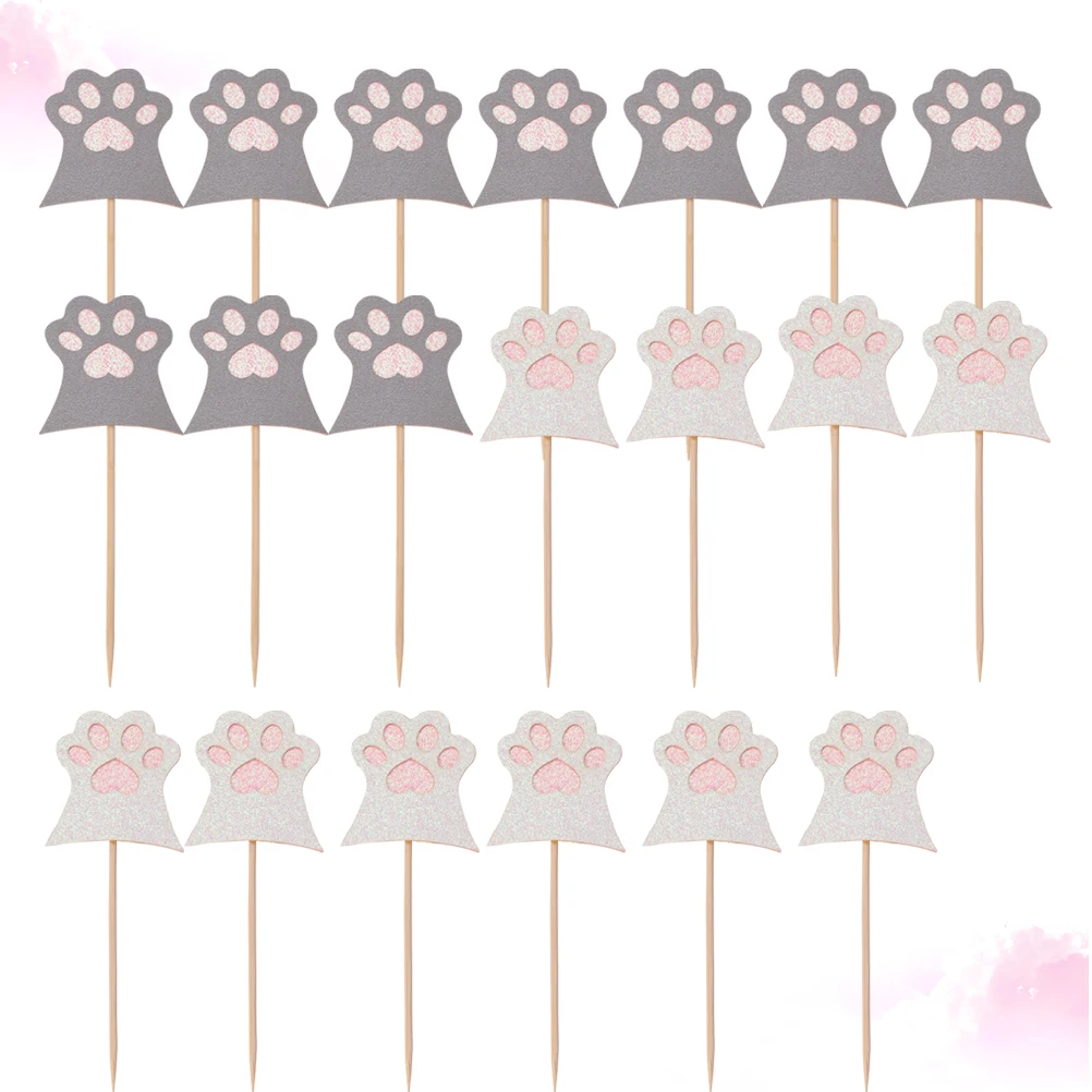 20pcs Cat Claw Cake Toppers Cake Decoration Inserts Cake Picks Cupcake Ornament for Party Festival