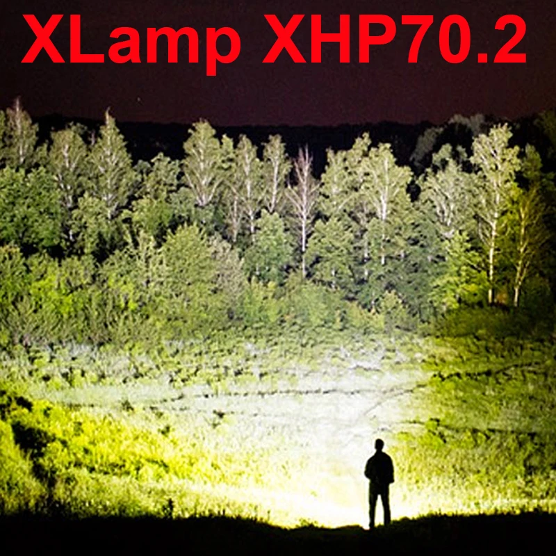 Высокий lm XHP70.2 мощный светодиодный фонарик XHP50 с подзарядкой от USB, водонепроницаемый фонарь 18650 26650 для охоты, лампа для самозащиты