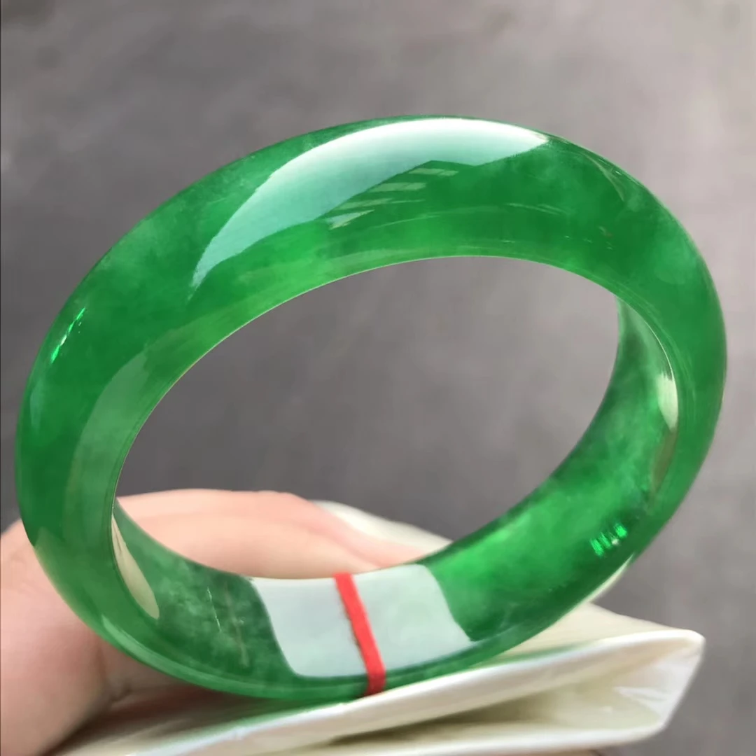 

Only One !54.5MMCertified (Grade A)100% Natural Green Jadeite JADE Bracelet Women Bangle
