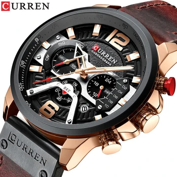 

Relogio Masculino CURREN Mens Watches Top Brand Luxury Leather Sports Watch Men Fashion Chronograph Quartz Man Clock Waterproof