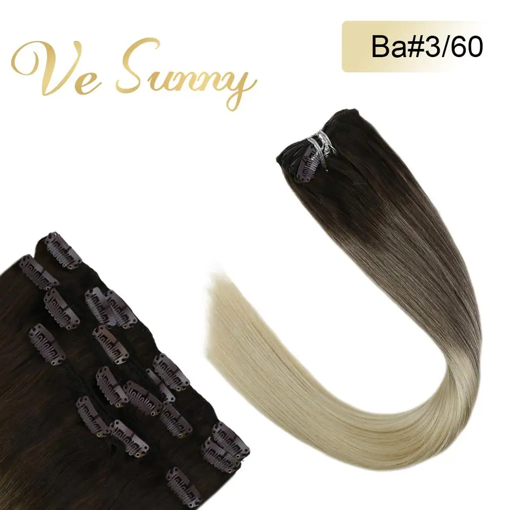 VeSunny/волосы для наращивания на клипсе 7 шт. волосы Remy балаяж Омбре коричневый