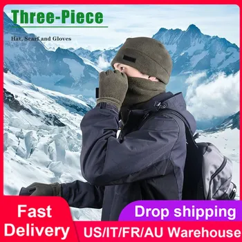 

Outdoor Winter Keep Warm Sports Equipment Climbing Traveling Skiing Bandana Touch Screen Gloves Men's Neck Warmer Windproof Set