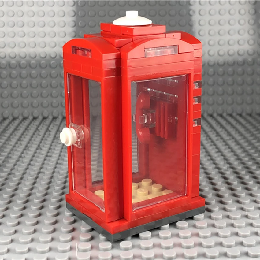 Single MOC Building Blocks Phone Booth Compatible with Logelings City Street View Children's DIY Scene Construction Toys (3)