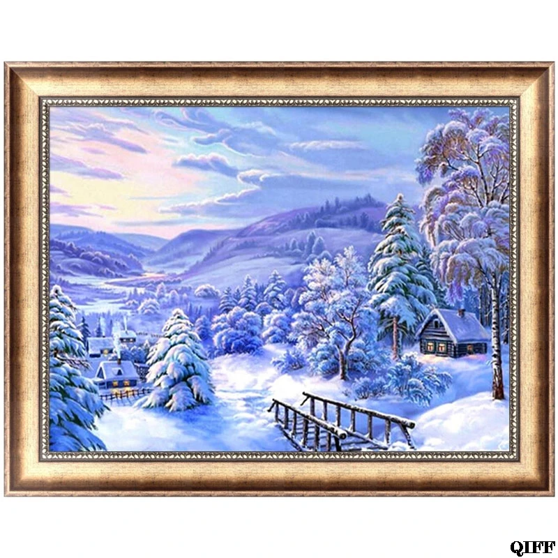 Snowscape DIY 5D полная алмазная живопись вышивка крестиком домашний Декор Ремесло