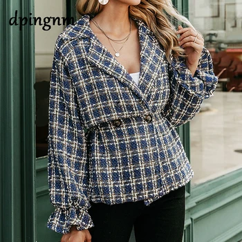 

2020 Winter Clothes Short Wool Coat Women Coat Korean Autumn Woolen Coat Fashion Double-breasted Jacket Elegant Blend 77