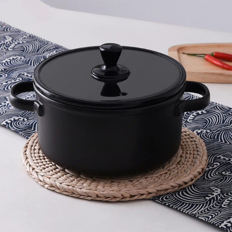 

New Style Black Ceramic Casserole Soup Stew Pot Domestic Gas Pot Casserole Soup Pot Special for Gas Stove
