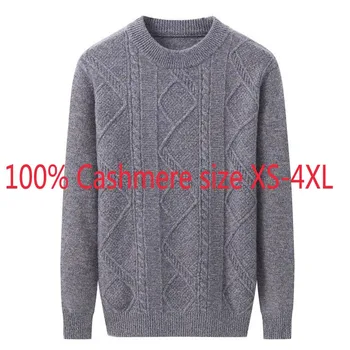

New Double Ply Thickened Pure Cashmere Sweater Winter Jacquard Loose Warm O-neck Computer Knitted Pullovers Plus Size XS-3XL 4XL