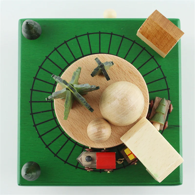 Деревянная Музыкальная Коробка для домашнего декора ребенок веселая рождественская ель подарок Деревянные игрушки для детей рабочего стола ремесло Зеленый новогодний карусель TZSW01