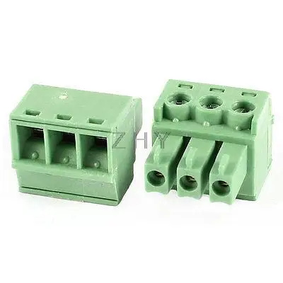 

2 Pcs 16-26AWG 3 Pin 0.15" Spacing Pluggable PCB Mount Screw Terminal Block