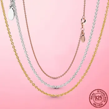 

HOT Sale 925 Sterling Silver Classic Cable Chain Necklace Rose Gold Color Necklace Chain Sterling Silver Jewelry Gift Making