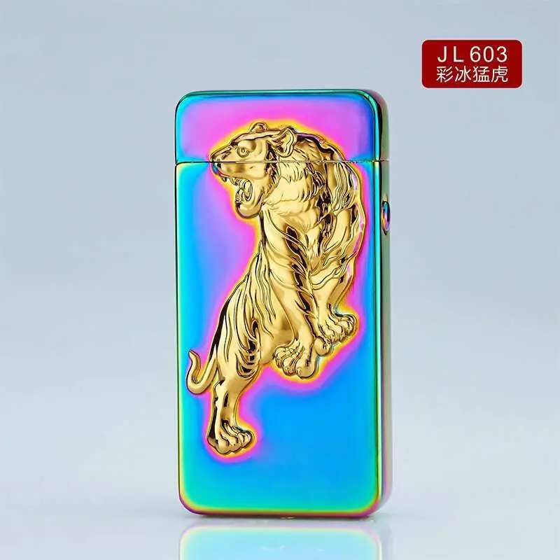 Двойной Импульсный дуговой USB перезаряжаемая Зажигалка Креативный дизайн дракон электрическая плазменная Зажигалка для сигарет табачный дым кальян - Цвет: 6