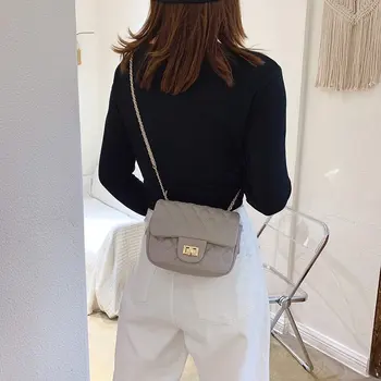 

Women's Handbag PU Leather 2020 Lock Small Handbag Shoulder Bag Messenger Bag Solid Color Checkered Designer Small Square Bag