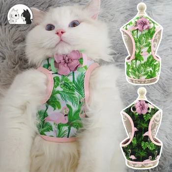 

Flamingo Soft Pet dog cat Harnesses Vest Flowers Adjustable Puppy Cat Harness Leash Set For Small Medium Dogs Coat Arnes Perro